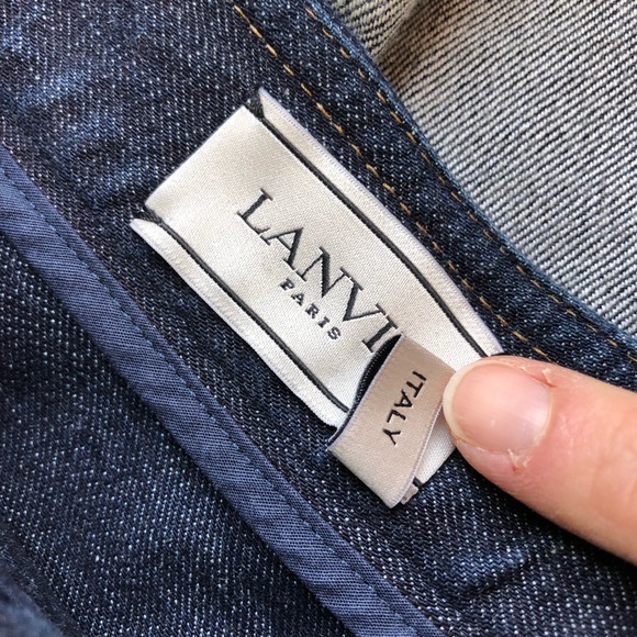 Lanvin Two Tone Curved Full Flare Denim Midi Skirt - Picture 8 of 10